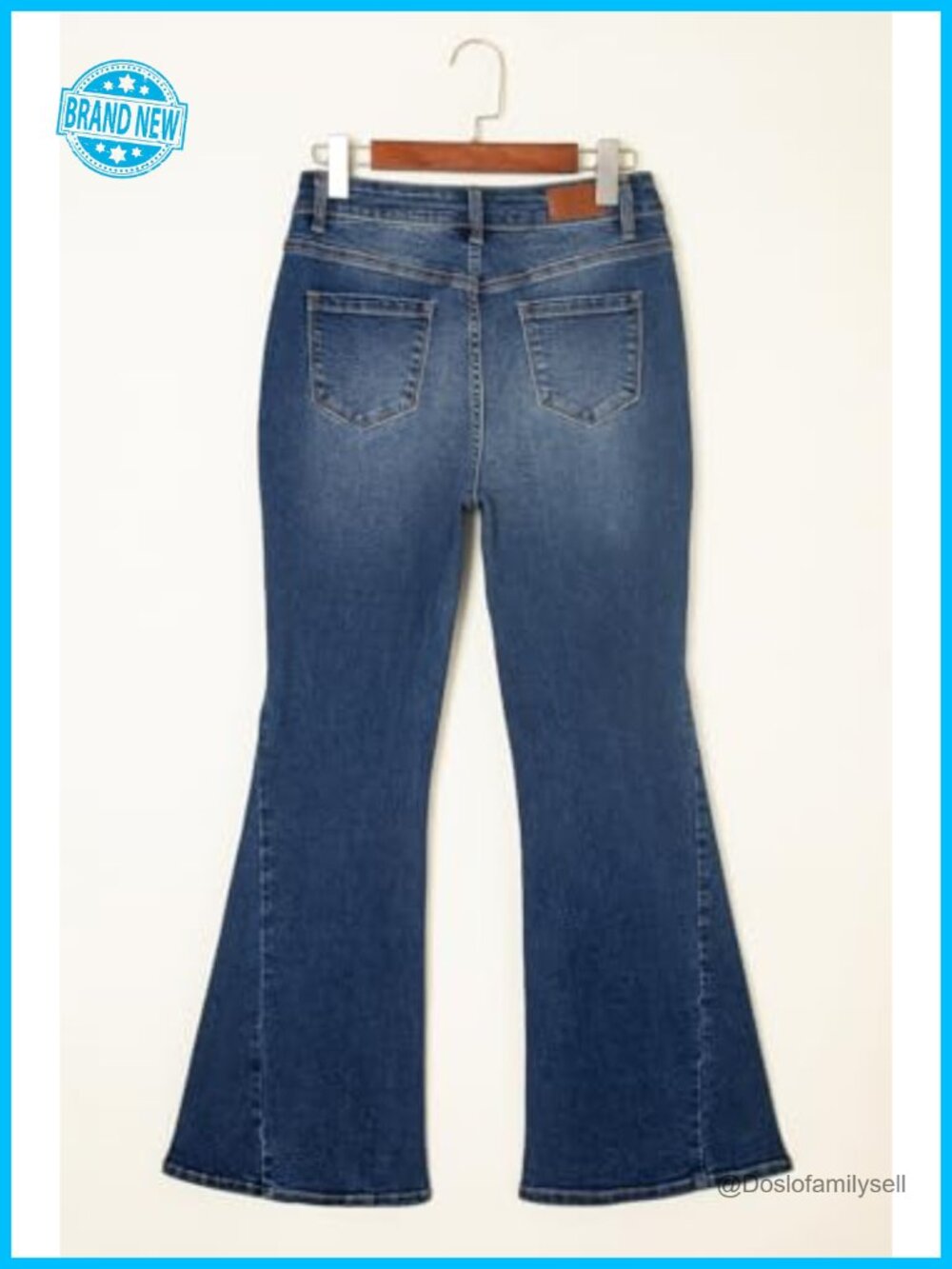 High Waisted Flare Jeans Stretchy Bell Bottom Wide Leg Denim Pants - Picture 4 of 6